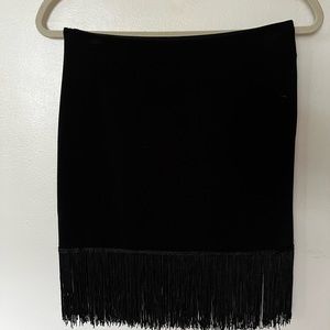 Fringe Mini Skirt Black